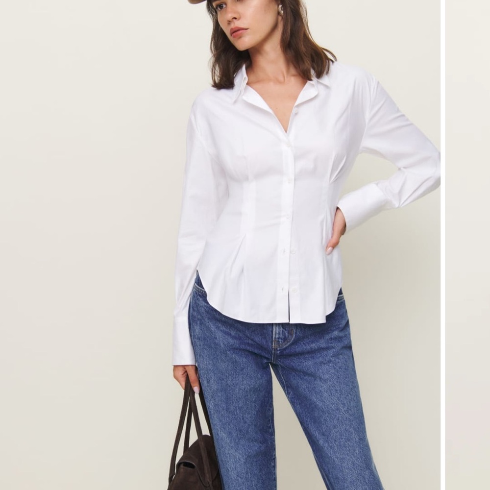 Reformation White Button-Down Shirt